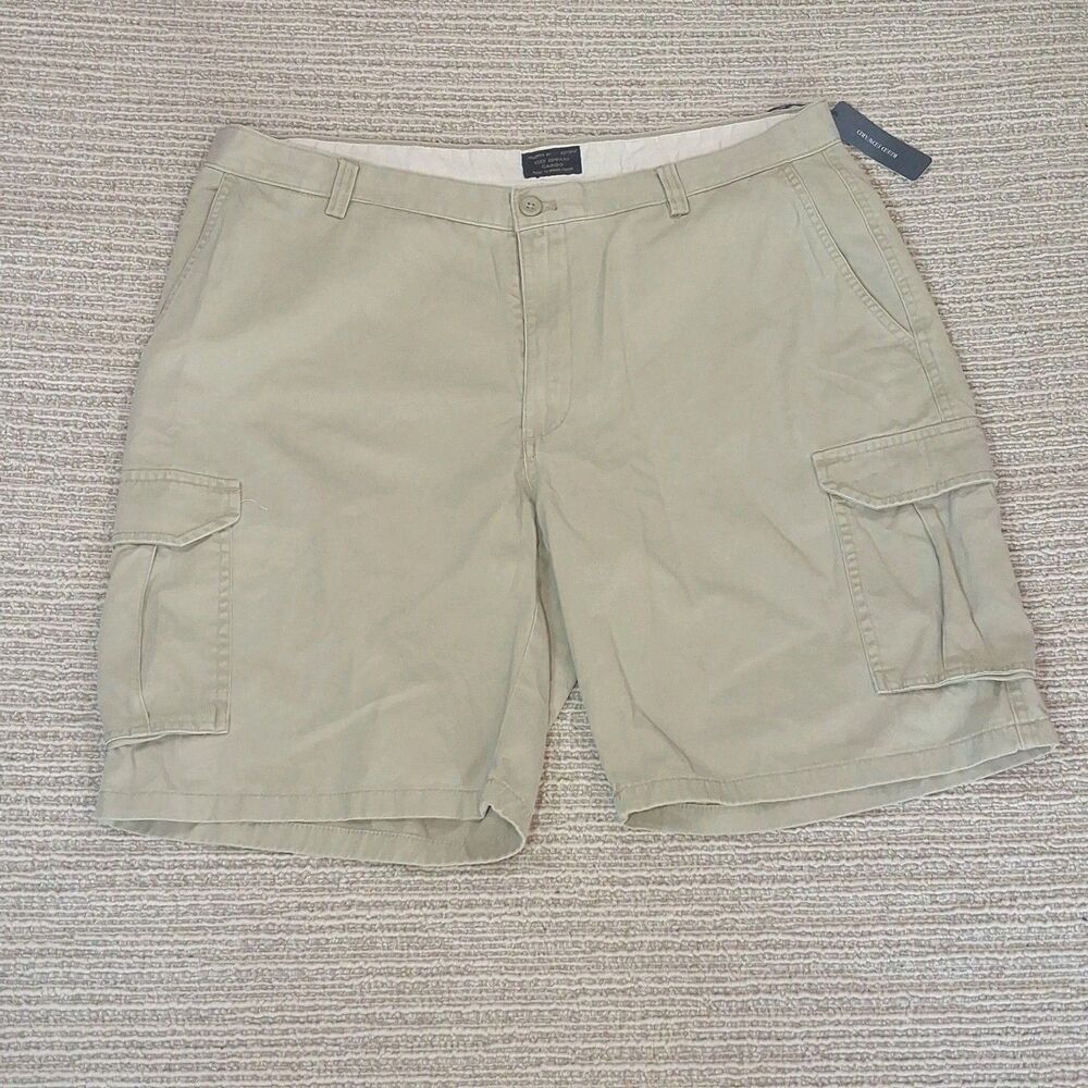 REED EDWARD CARGO SHORTS MEN 38 NEW TAGS KHAKI TAN BEIGE CASUAL COTTON 10IN INSE
